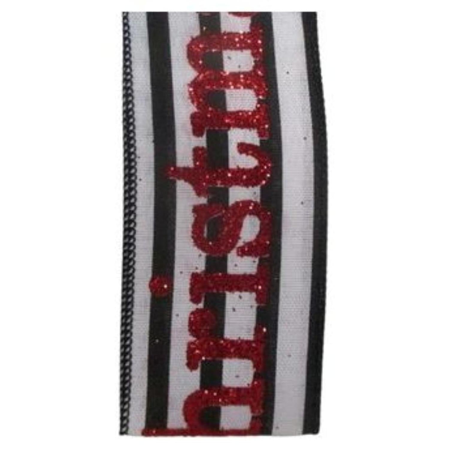 2.5" Merry Christmas Ribbon: Black/White
