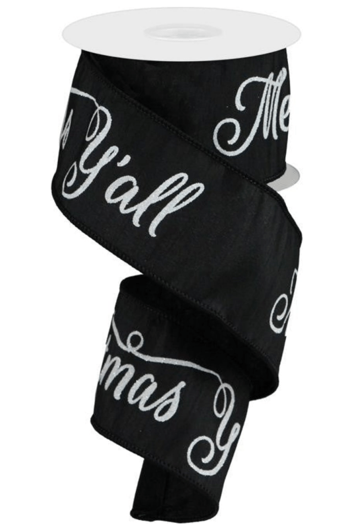 Shop For 2.5" Merry Christmas Yall Ribbon: Black (10 Yards)
