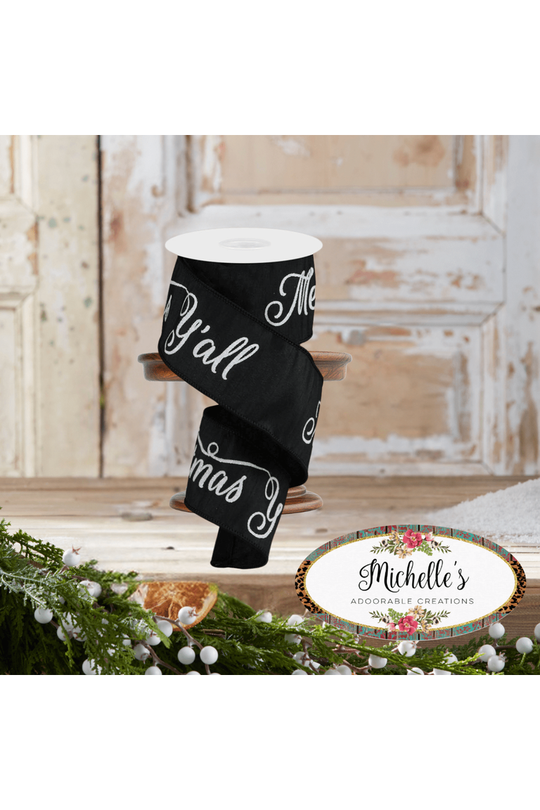 Shop For 2.5" Merry Christmas Yall Ribbon: Black (10 Yards)