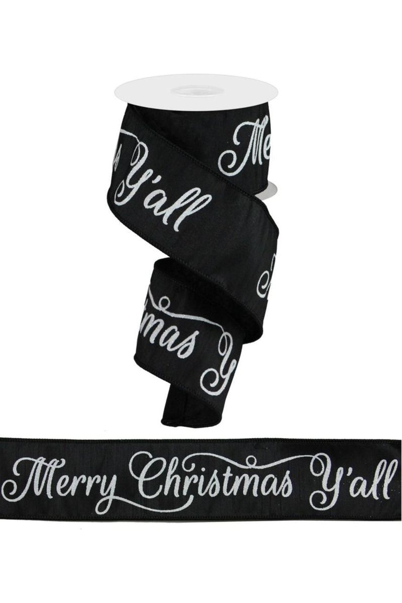 Shop For 2.5" Merry Christmas Yall Ribbon: Black (10 Yards)