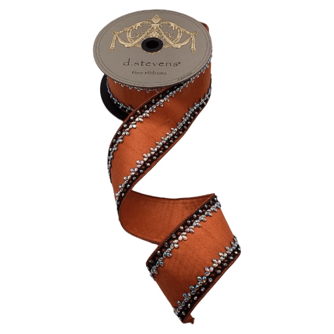 Shop For 2.5" Metallic Dupion Iris Jewel Ribbon: Orange (5 Yards)