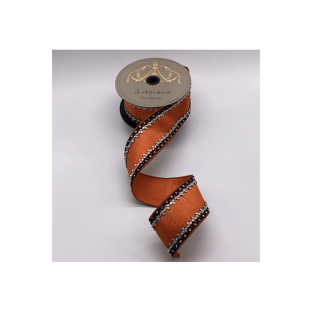 Shop For 2.5" Metallic Dupion Iris Jewel Ribbon: Orange (5 Yards)