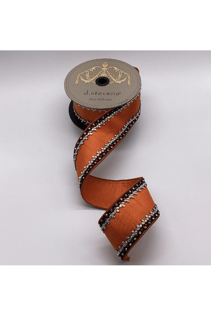 Shop For 2.5" Metallic Dupion Iris Jewel Ribbon: Orange (5 Yards)