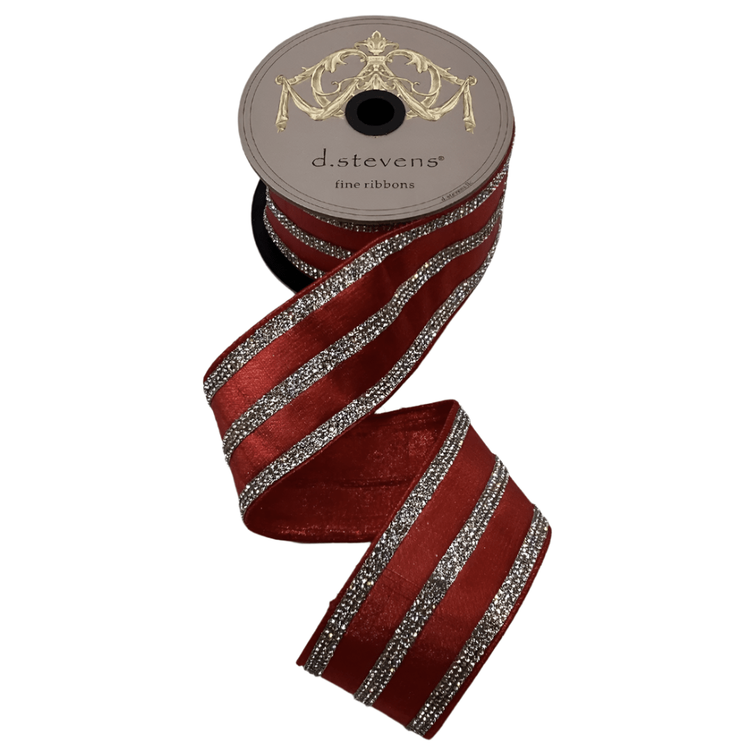 Shop For 2.5" Metallic Dupion Jewel Stripe Ribbon: Red (5 Yards)