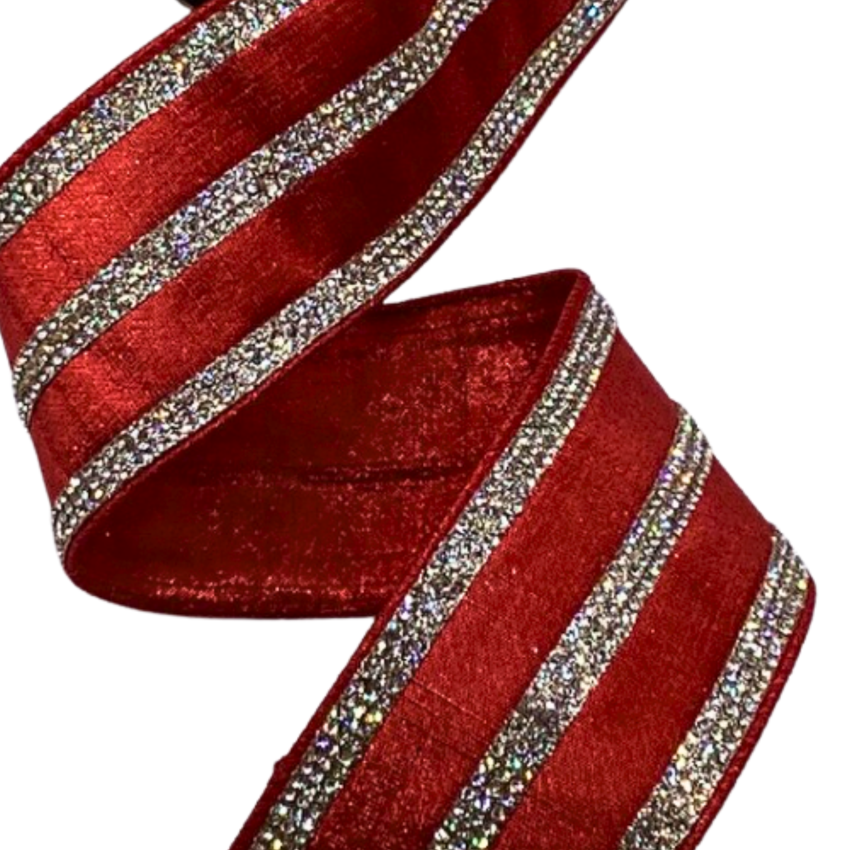 Shop For 2.5" Metallic Dupion Jewel Stripe Ribbon: Red (5 Yards)