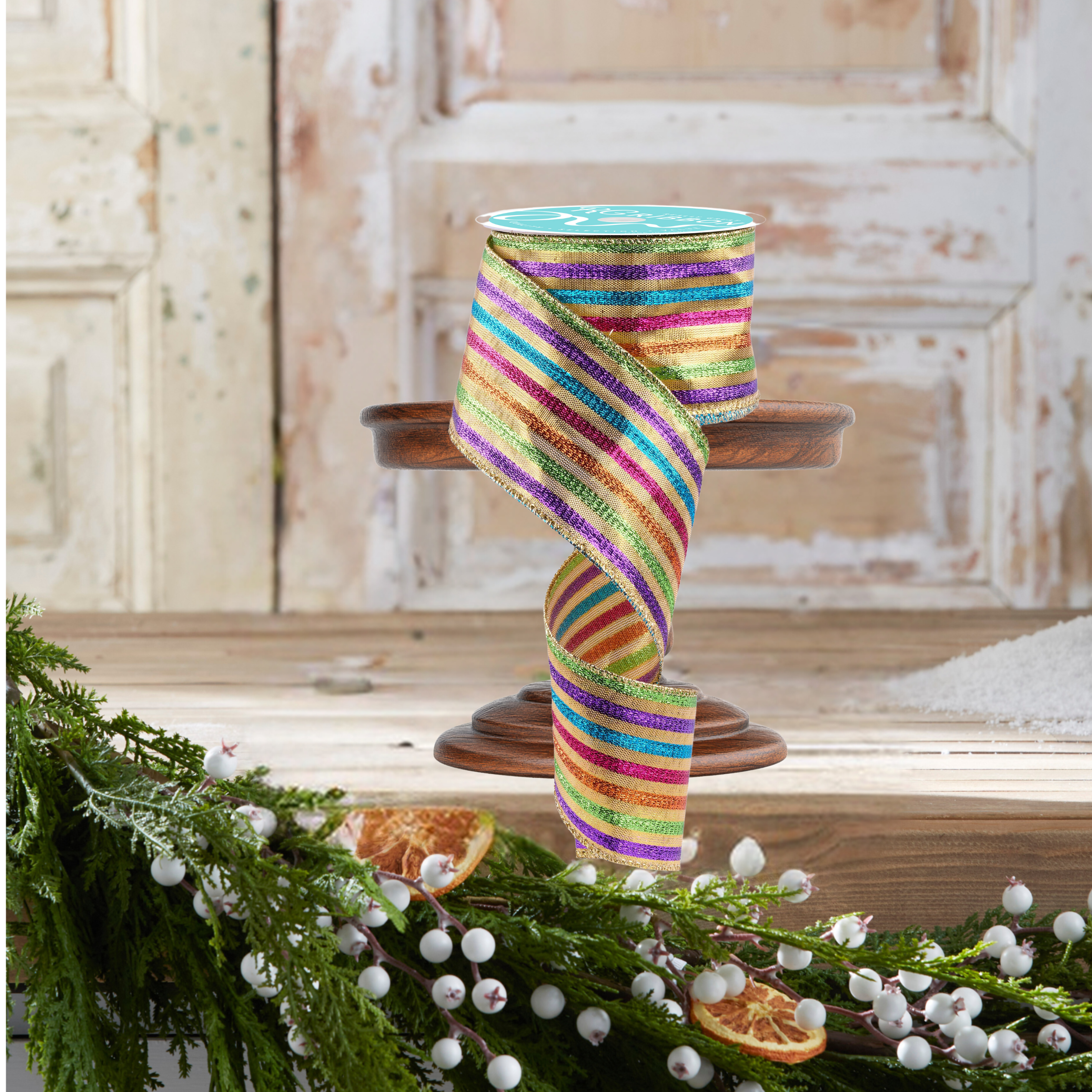 Shop For 2.5" Metallic Fiesta Stripe Ribbon: Gold (10 Yards)