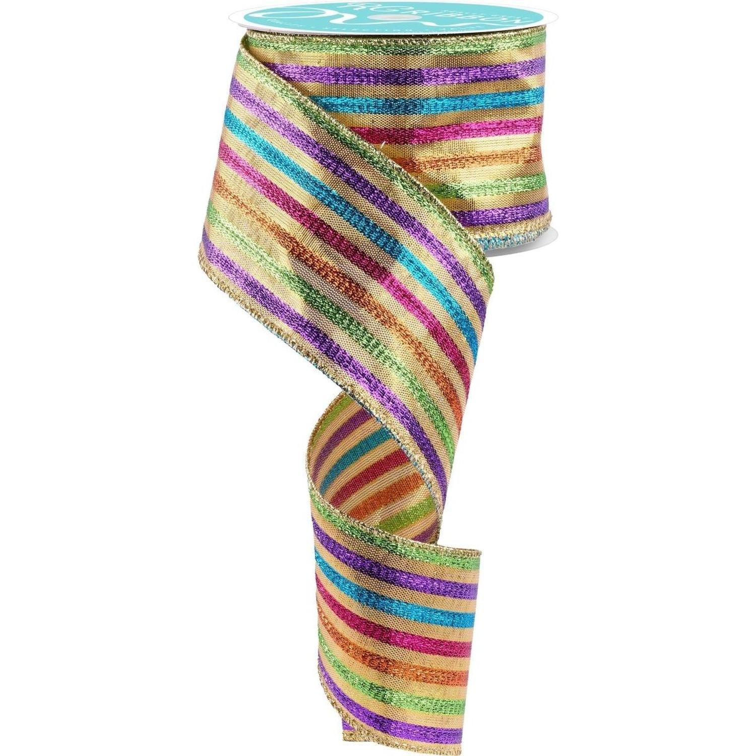 Shop For 2.5" Metallic Fiesta Stripe Ribbon: Gold (10 Yards)