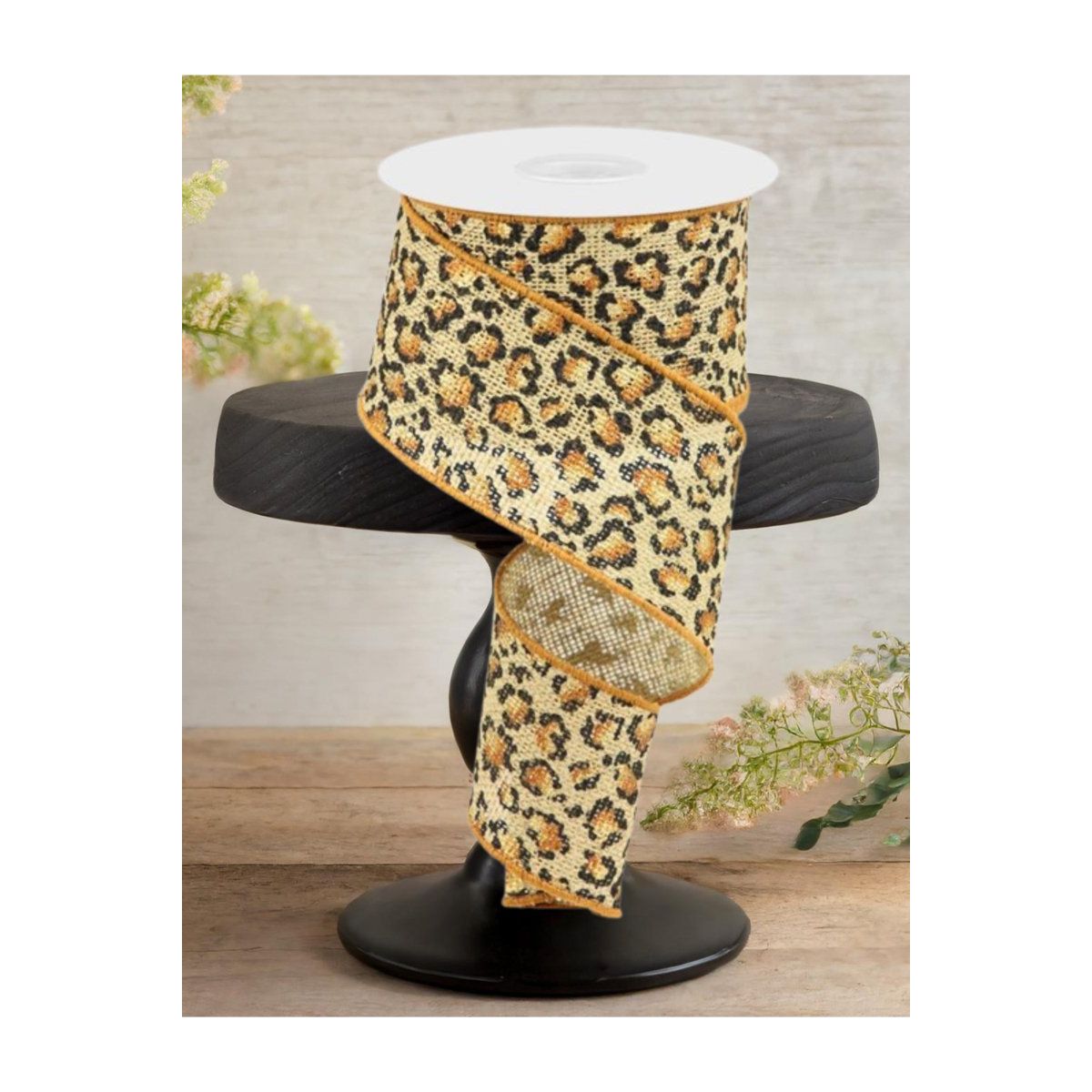 Shop For 2.5" Metallic Leopard Print Burlap Ribbon: Natural (10 Yards)