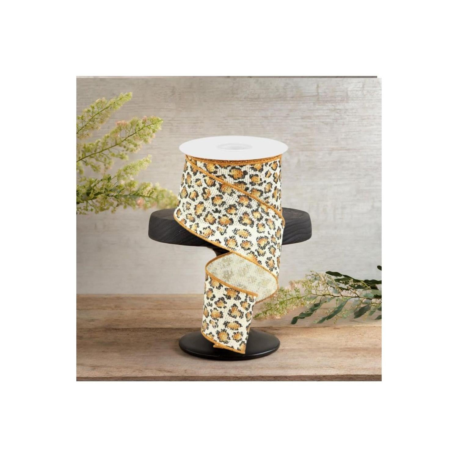 Shop For 2.5" Metallic Leopard Print Burlap Ribbon: Off White (10 Yards)