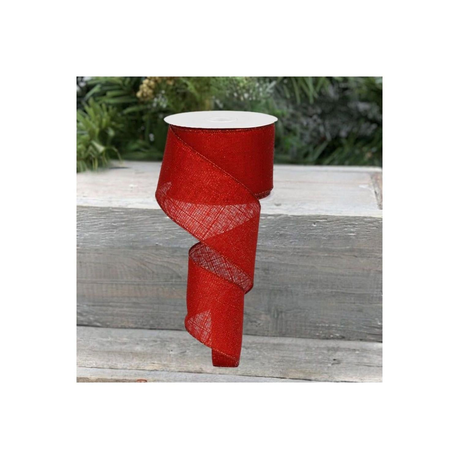 2.5" Metallic Royal Canvas Ribbon: Red (10 Yards)