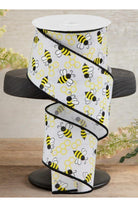 Shop For 2.5" Mini Bumblebees on Royal Ribbon: White (10 Yards)