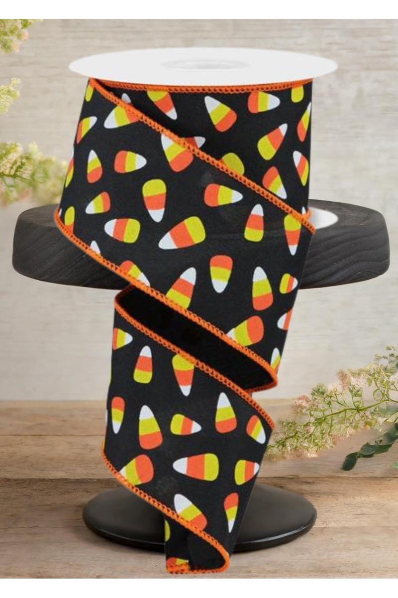 Shop For 2.5" Mini Candy Corn Ribbon: Black (10 Yards)