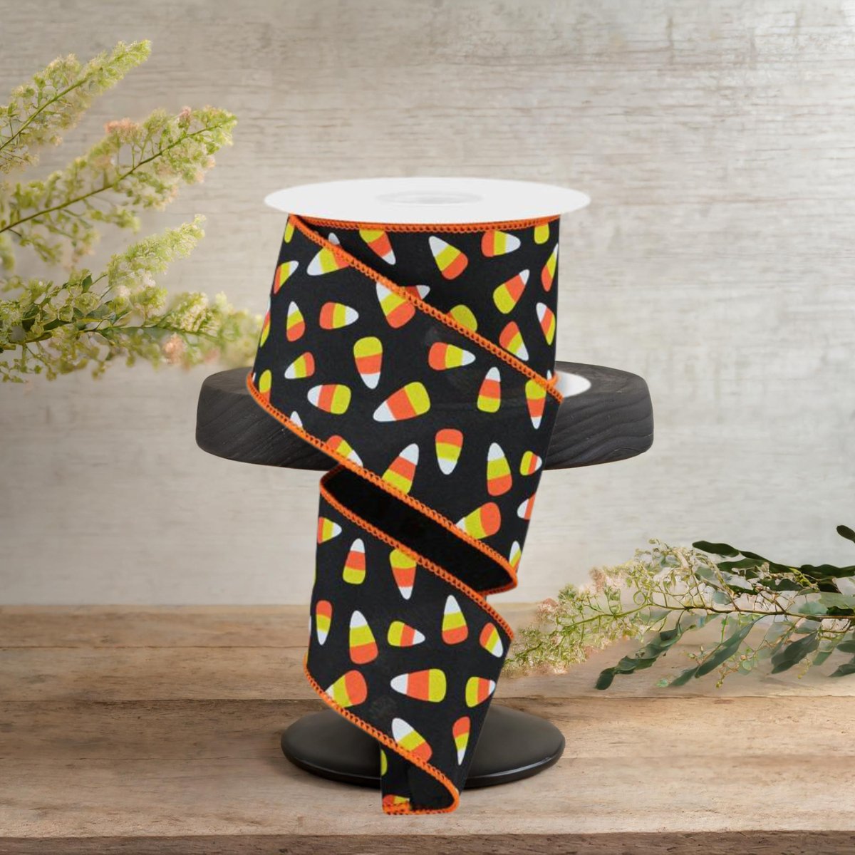 Shop For 2.5" Mini Candy Corn Ribbon: Black (10 Yards)