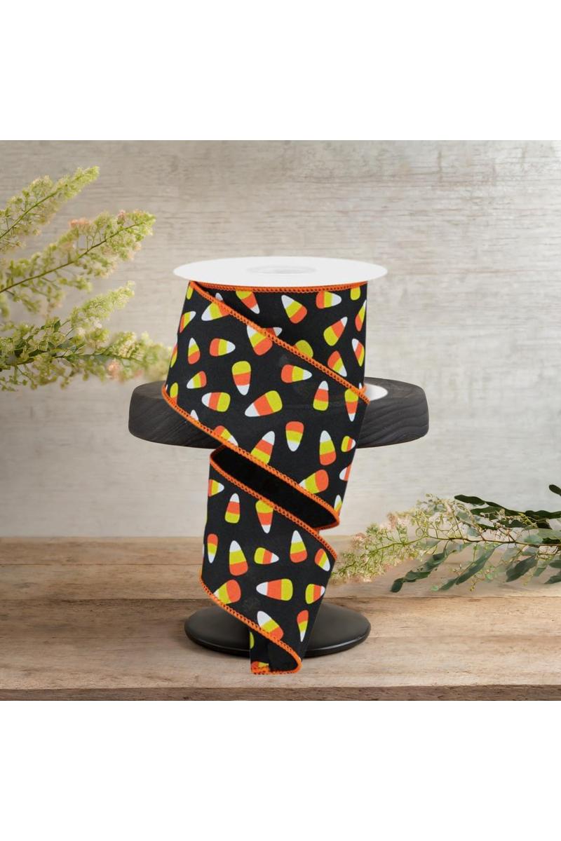 Shop For 2.5" Mini Candy Corn Ribbon: Black (10 Yards)