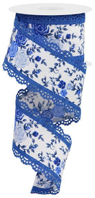 Shop For 2.5" Mini Roses and Lace Ribbon: Blue (10 Yards)