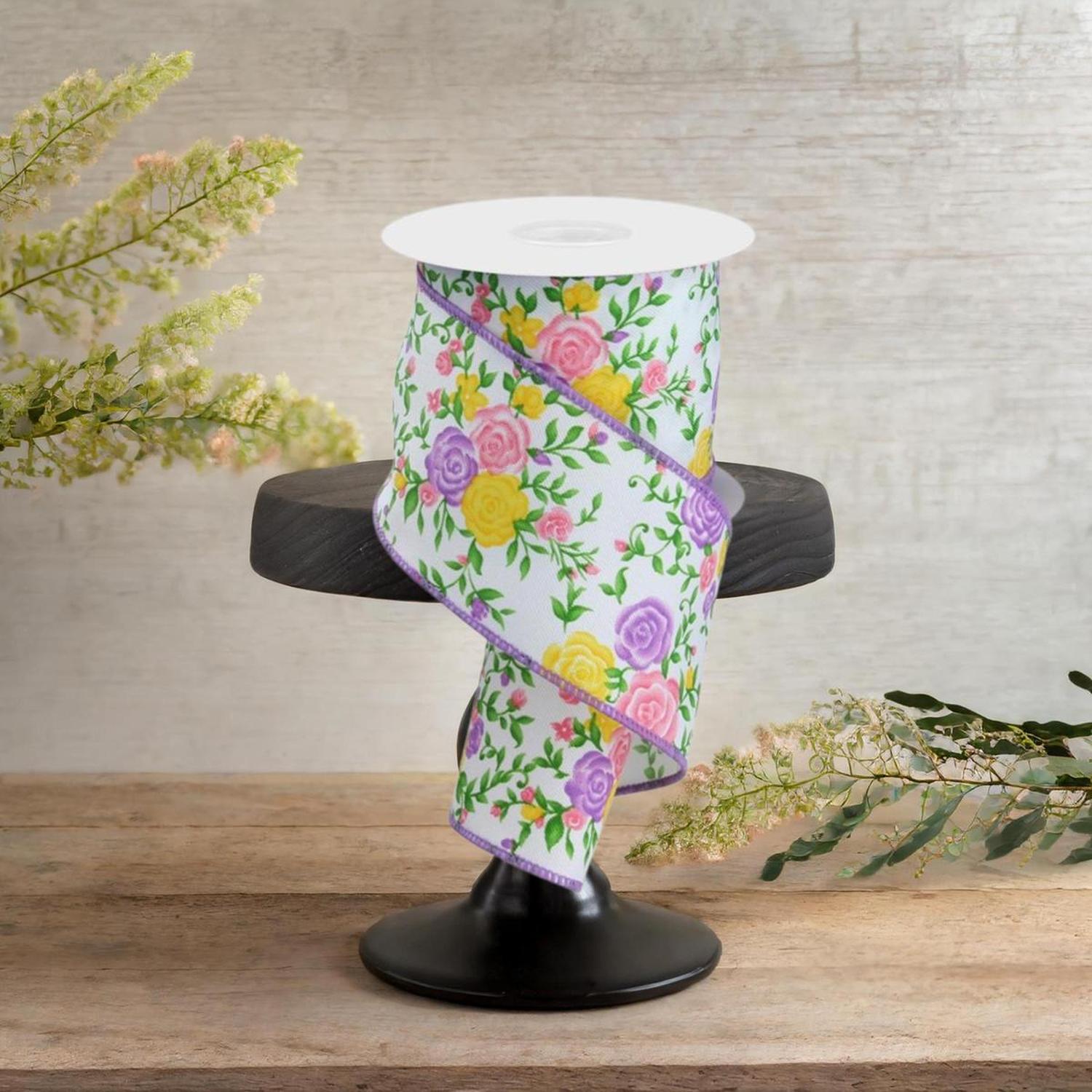 2.5" Mini Roses Ribbon: Lavender (10 Yards)