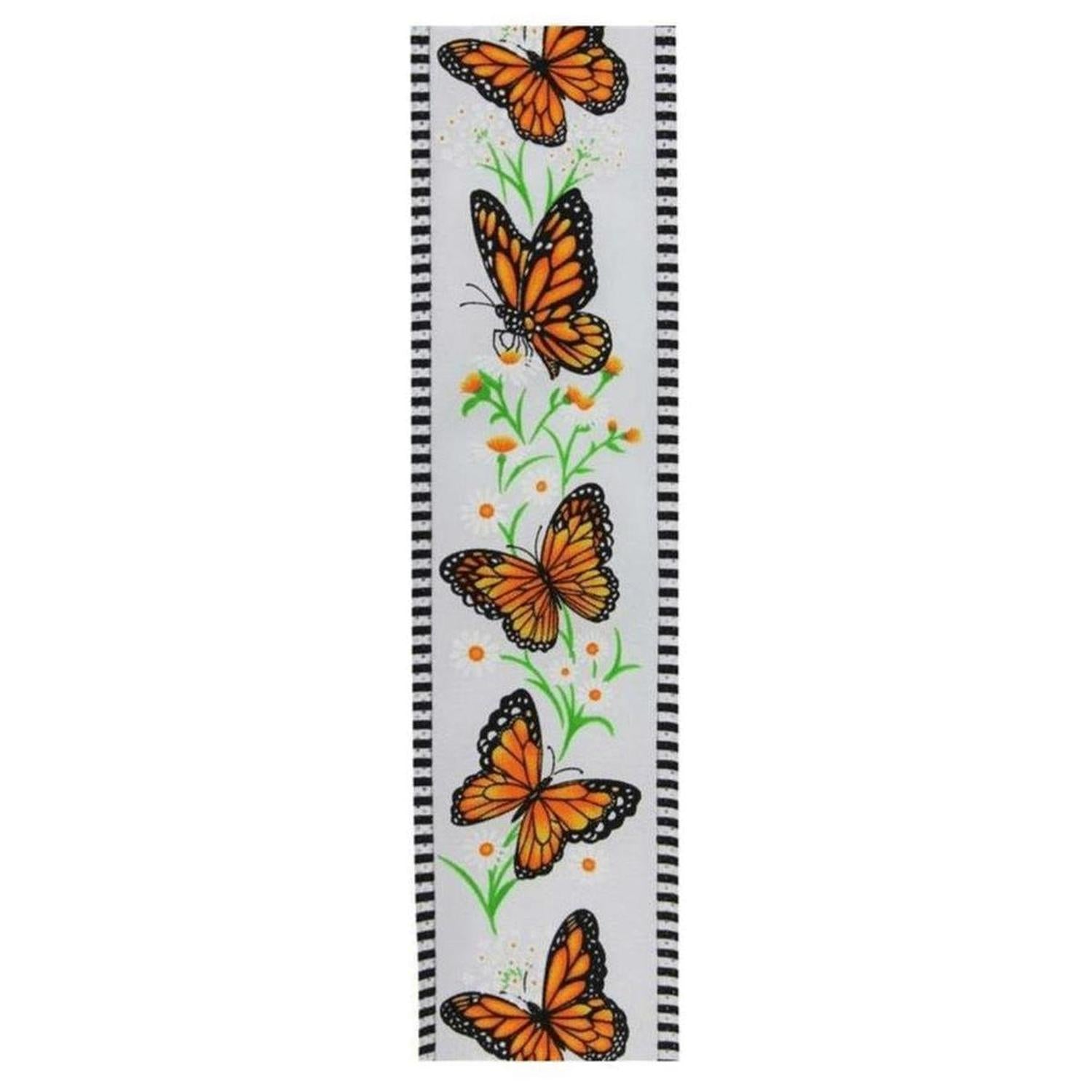 2.5" Monarch Stripe Edge Ribbon: White (10 Yards)