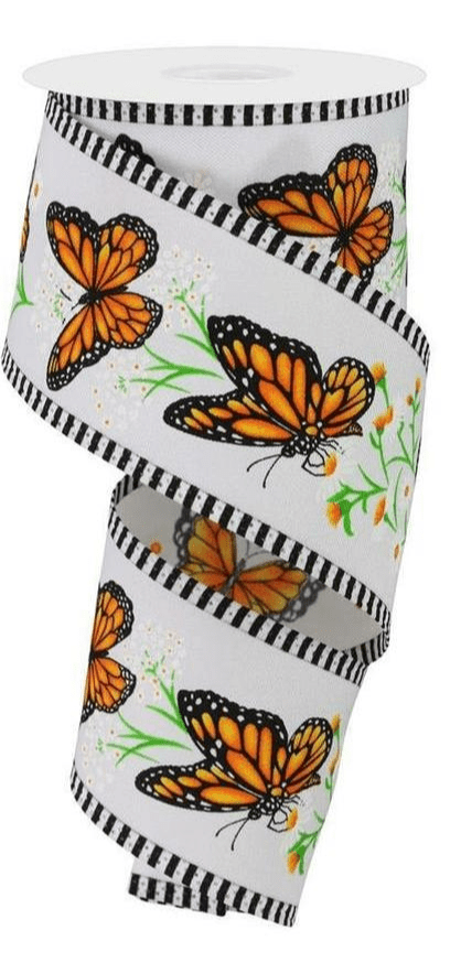 Shop For 2.5" Monarch Stripe Edge Ribbon: White (10 Yards)