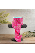 Shop For 2.5" Multi Swirls Glitter Ribbon: Hot Pink/Lime/White (10 Yard)