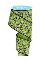 Shop For 2.5" Multi Swirls Glitter Ribbon: Lime Green/Black (10 Yard) at Michelle's aDOORable Creations