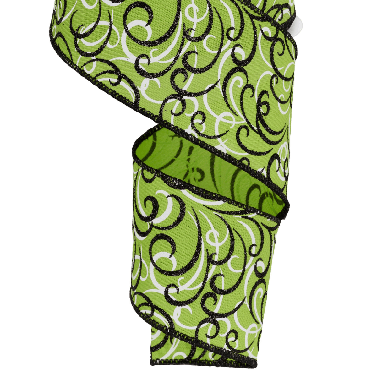 Shop For 2.5" Multi Swirls Glitter Ribbon: Lime Green/Black (10 Yard)