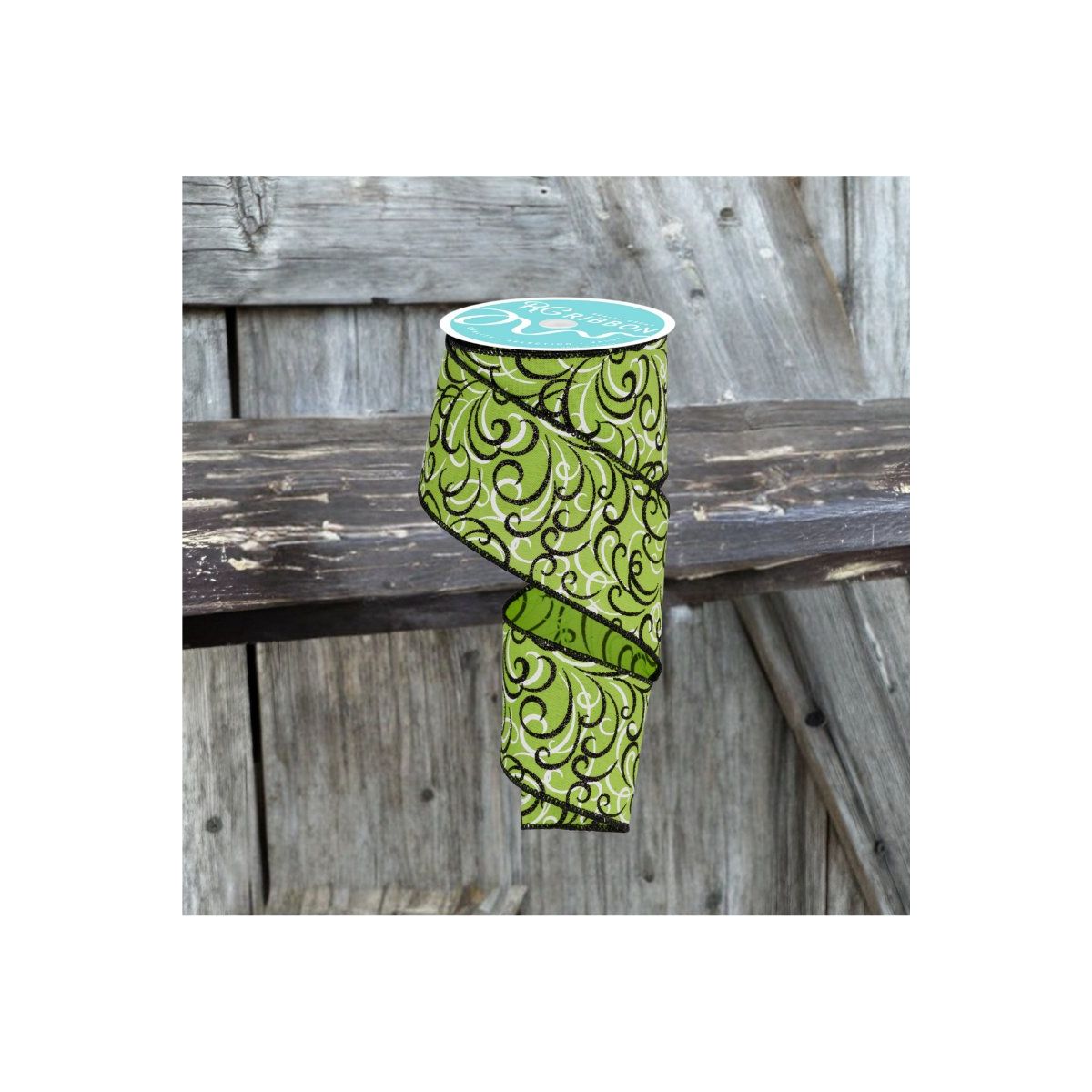 Shop For 2.5" Multi Swirls Glitter Ribbon: Lime Green/Black (10 Yard)