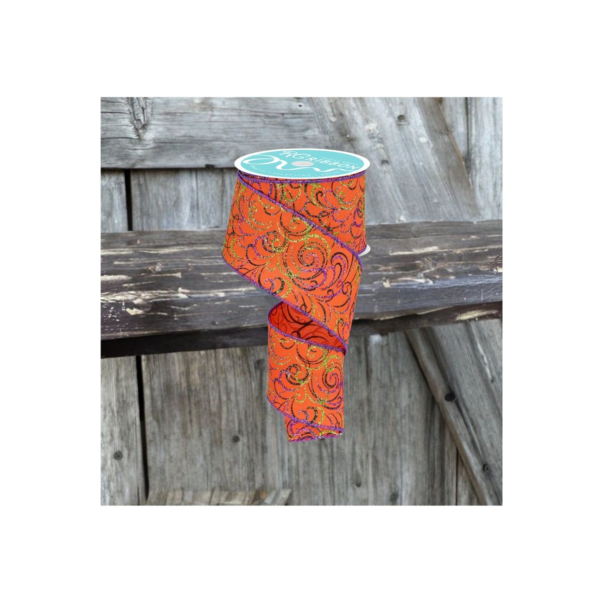 Shop For 2.5" Multi Swirls Glitter Ribbon: Orange/Black/Purple (10 Yard)