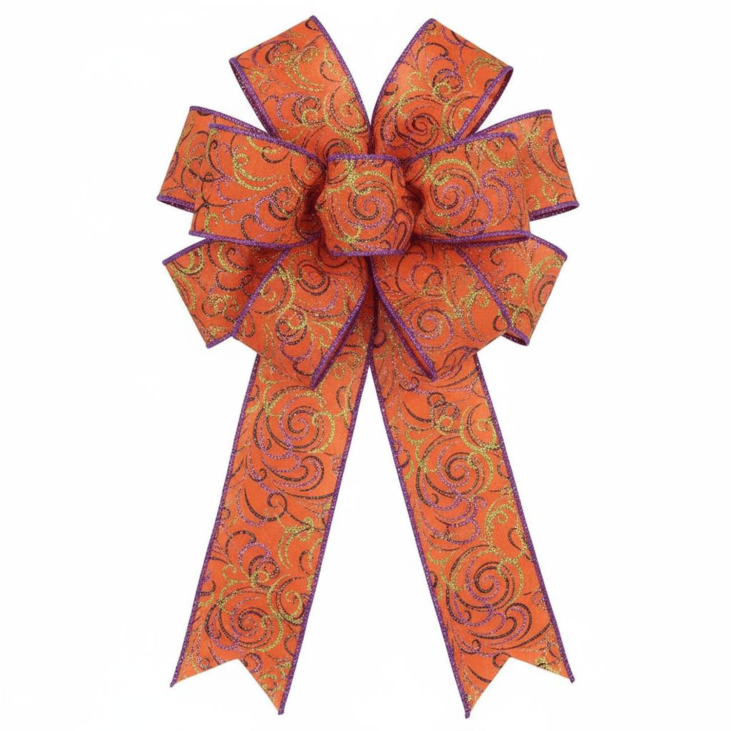 Shop For 2.5" Multi Swirls Glitter Ribbon: Orange/Black/Purple (10 Yard)