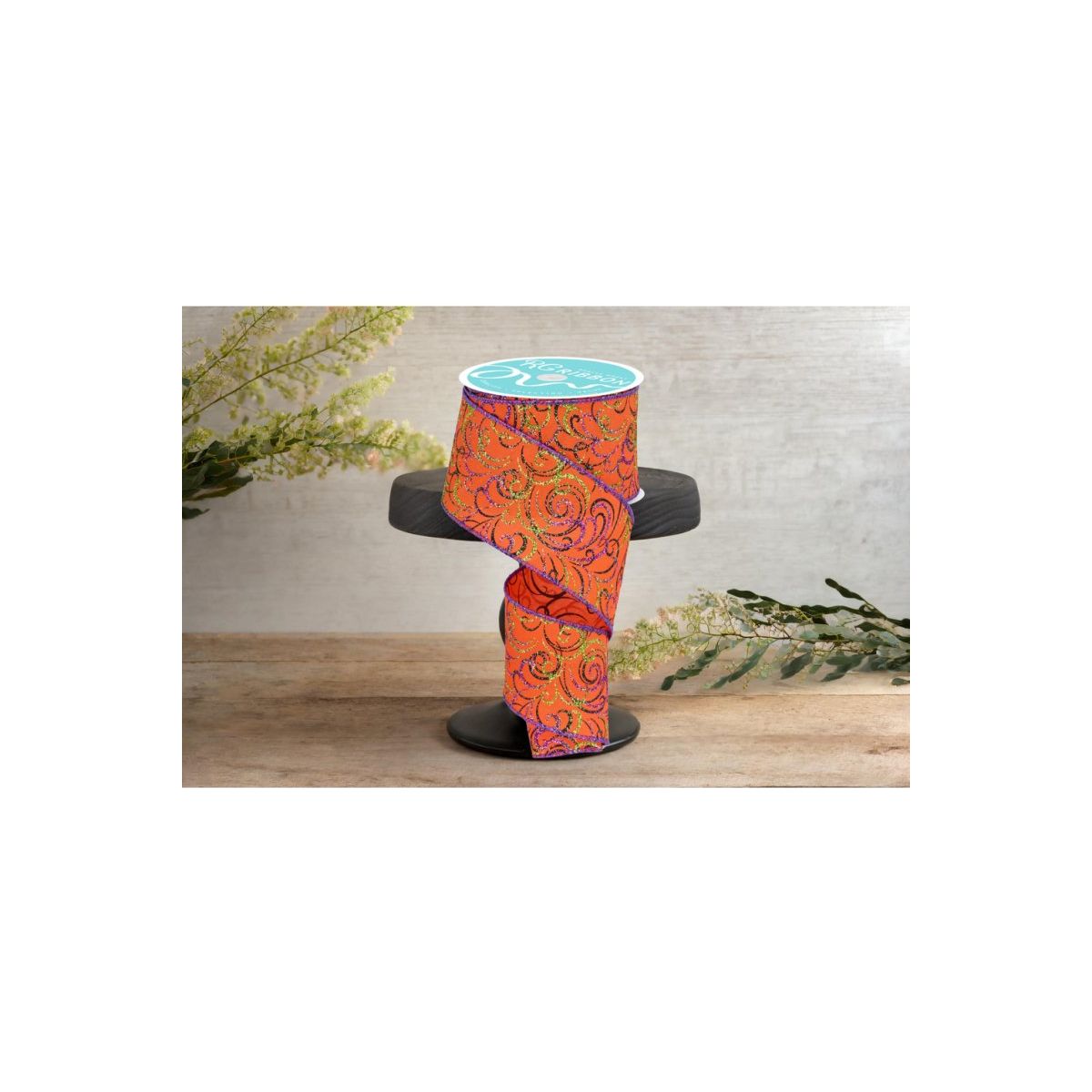 Shop For 2.5" Multi Swirls Glitter Ribbon: Orange/Black/Purple (10 Yard)