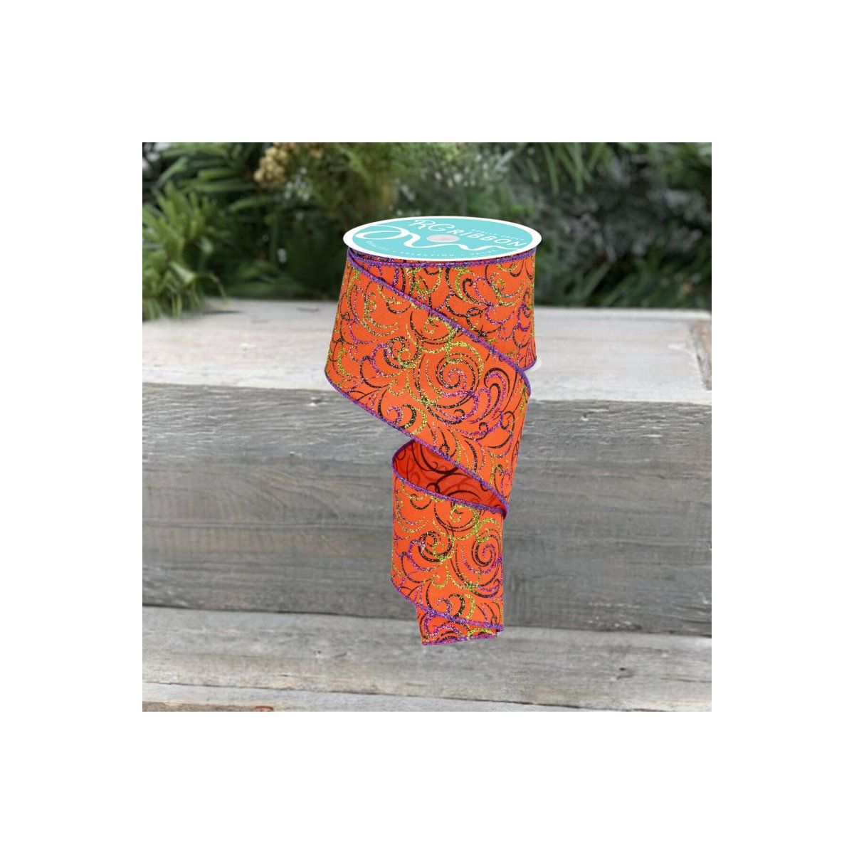 Shop For 2.5" Multi Swirls Glitter Ribbon: Orange/Black/Purple (10 Yard)