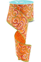 Shop For 2.5" Multi Swirls Glitter Ribbon: Orange/Pink/Lime (10 Yard)