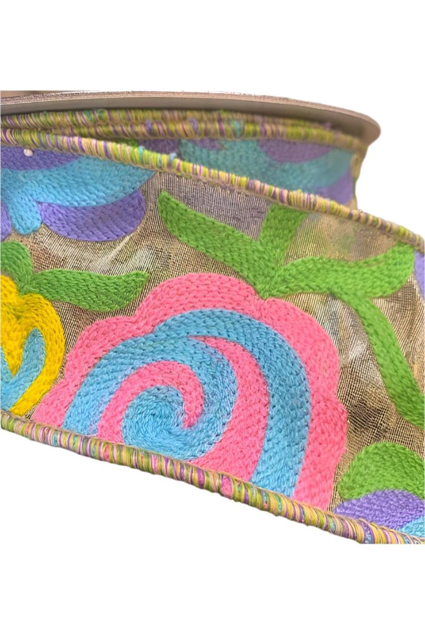 Shop For 2.5" Multifloral Pastel Folk Art Ribbon (10 Yards)