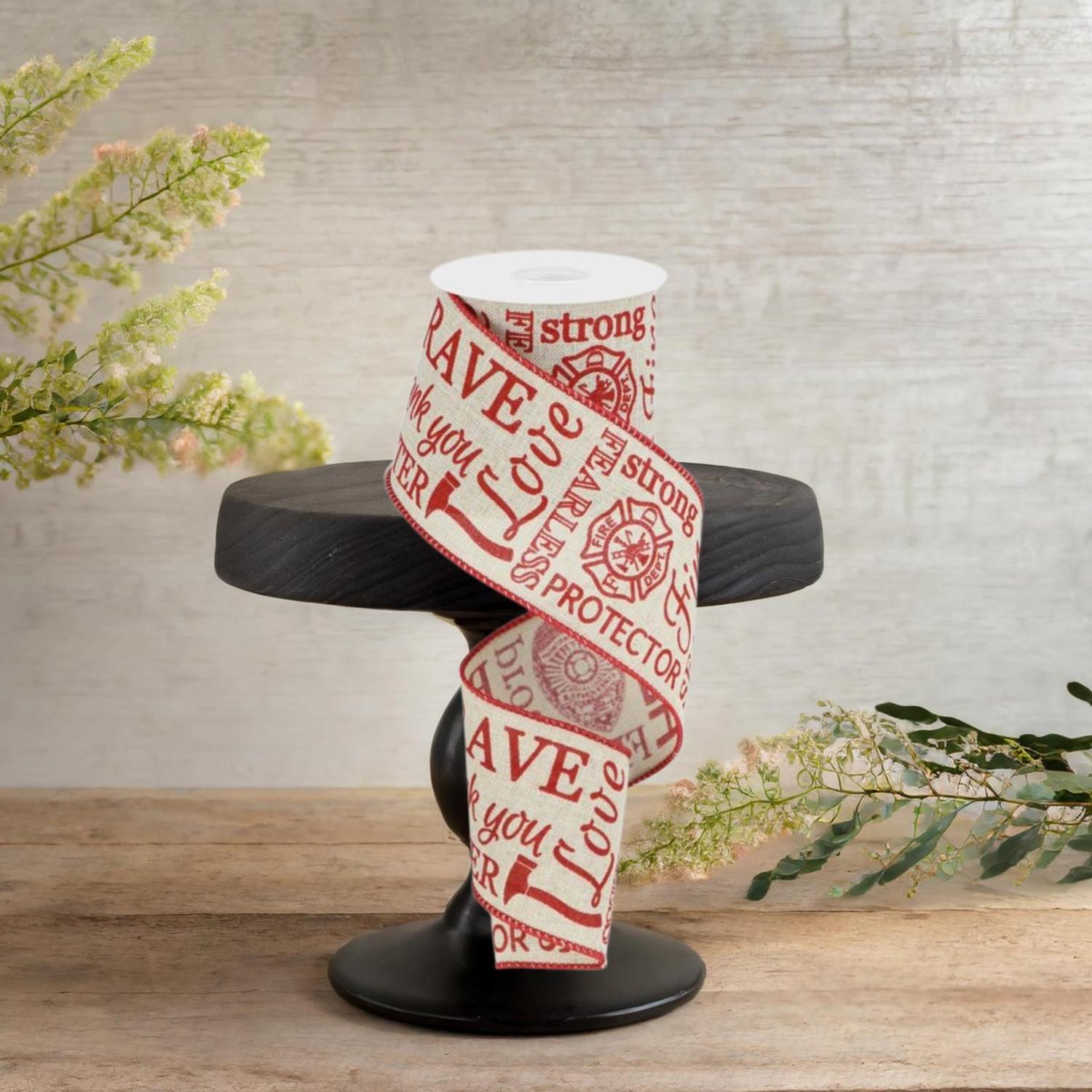 2.5" Natural Canvas Firefighter Support Ribbon (10 Yards)