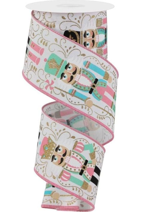 Shop For 2.5" Nutcracker Ribbon: White/Pink (10 Yards)