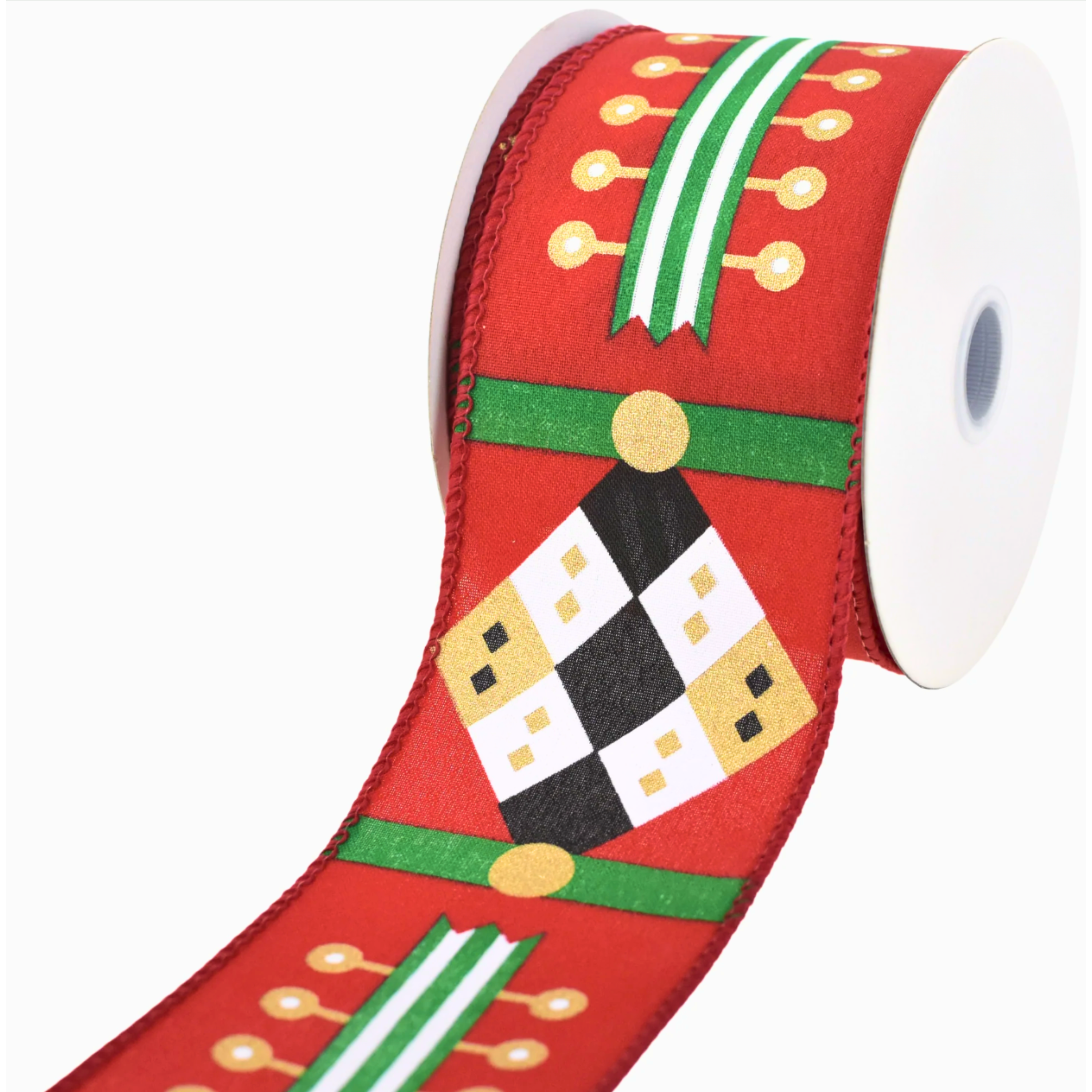 Shop For 2.5" Nutcracker Stripes & Patterns Ribbon: Red & Green (10 Yards)