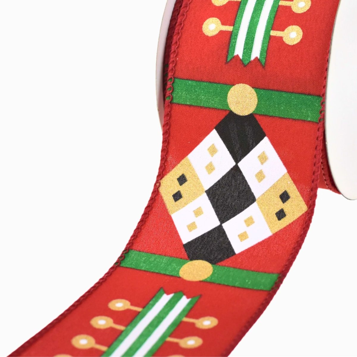 Shop For 2.5" Nutcracker Stripes & Patterns Ribbon: Red & Green (10 Yards)