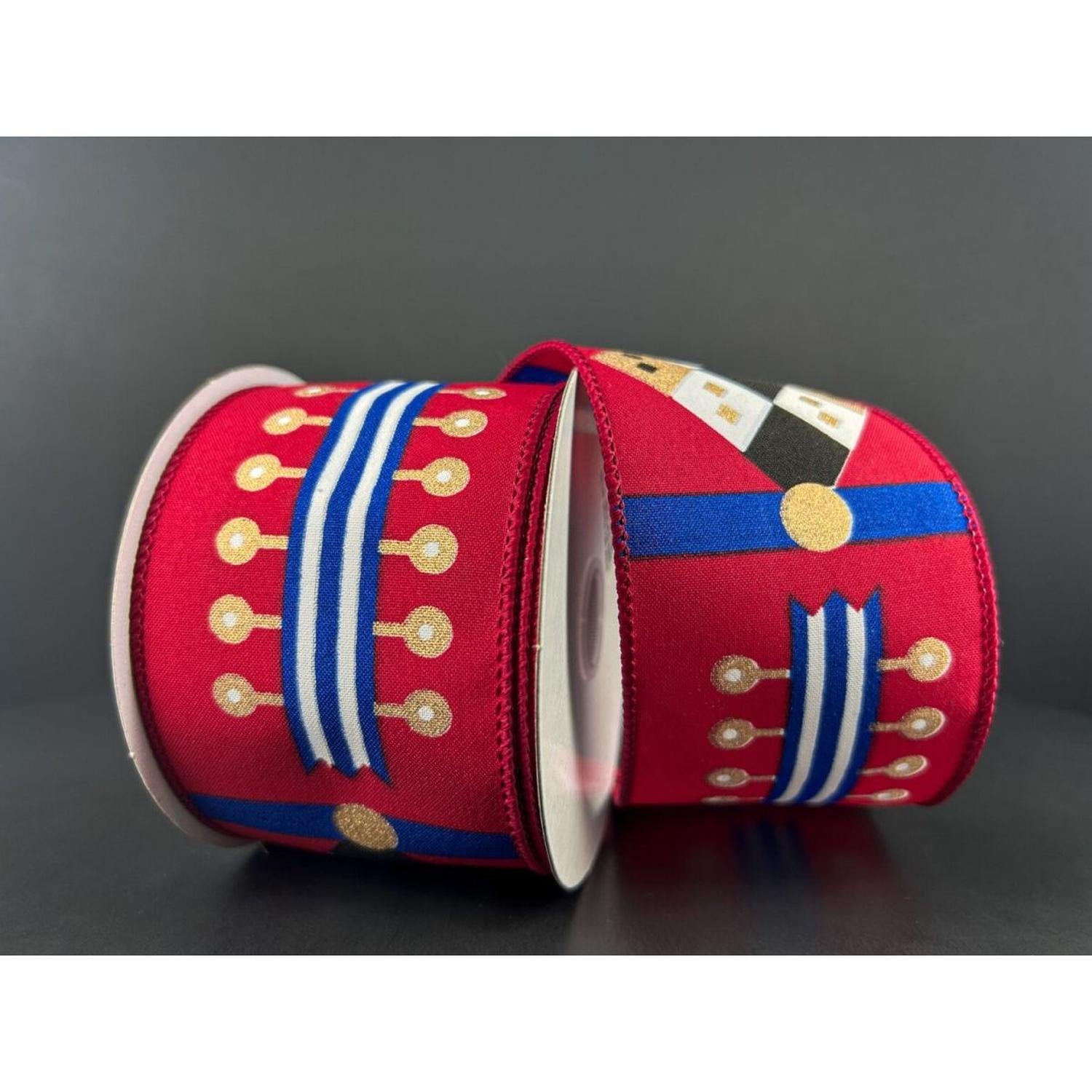 2.5" Nutcracker Stripes Ribbon: Red & Blue
