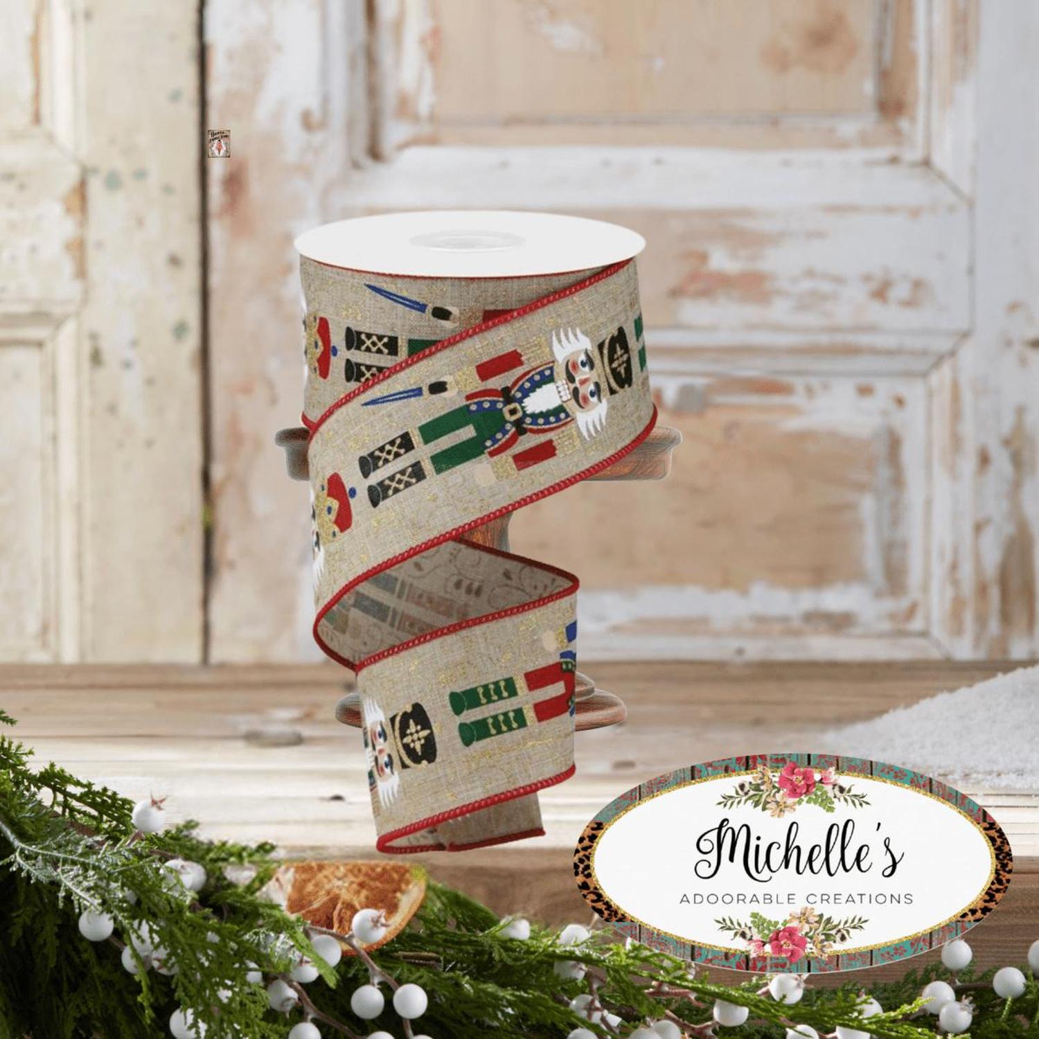 2.5" Nutcrackers Royal Ribbon: Natural (10 Yards)