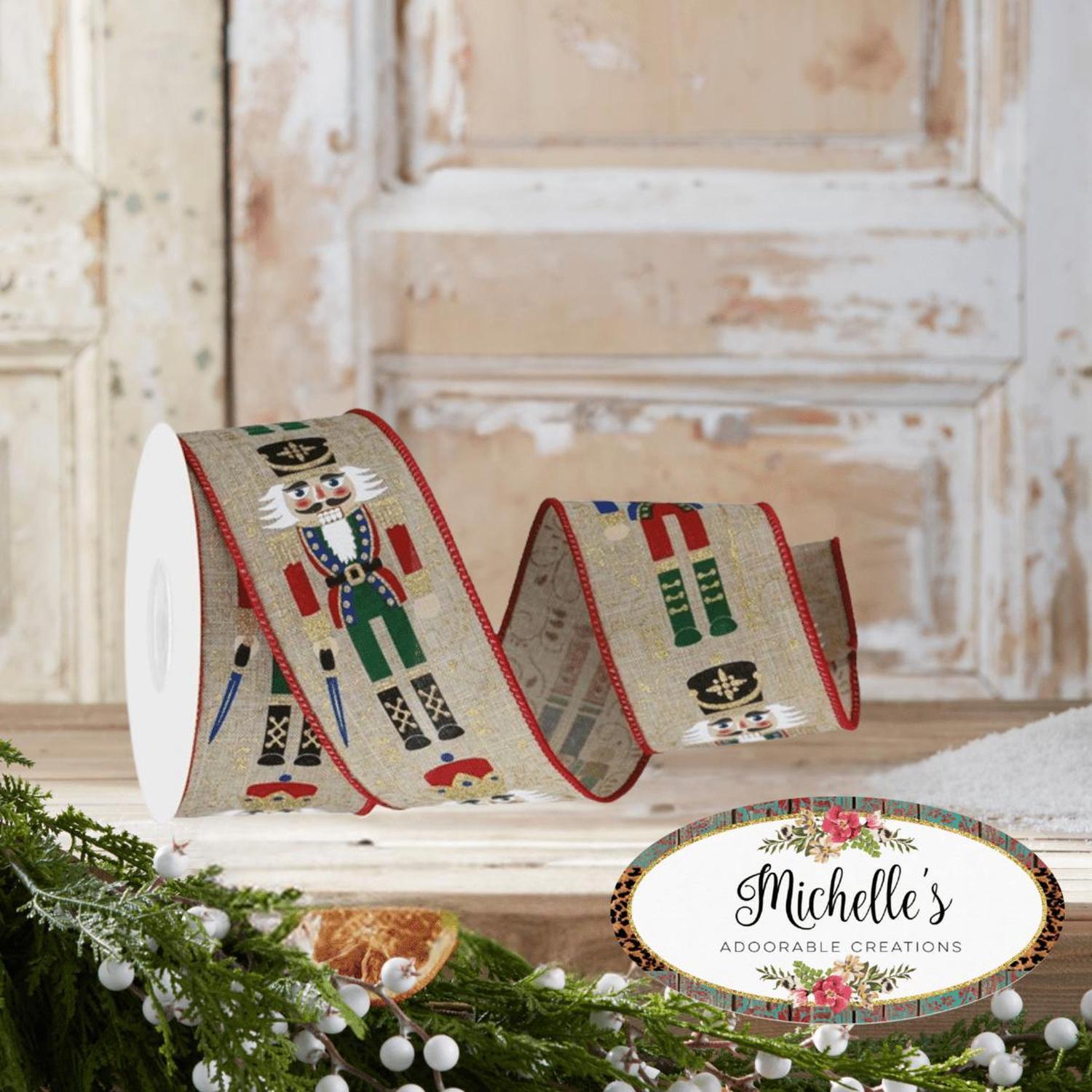2.5" Nutcrackers Royal Ribbon: Natural (10 Yards)