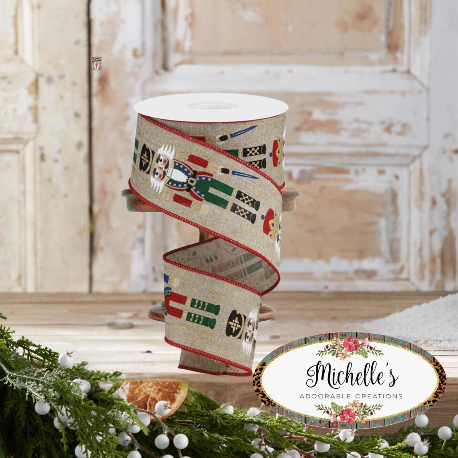 2.5" Nutcrackers Royal Ribbon: Natural (10 Yards)