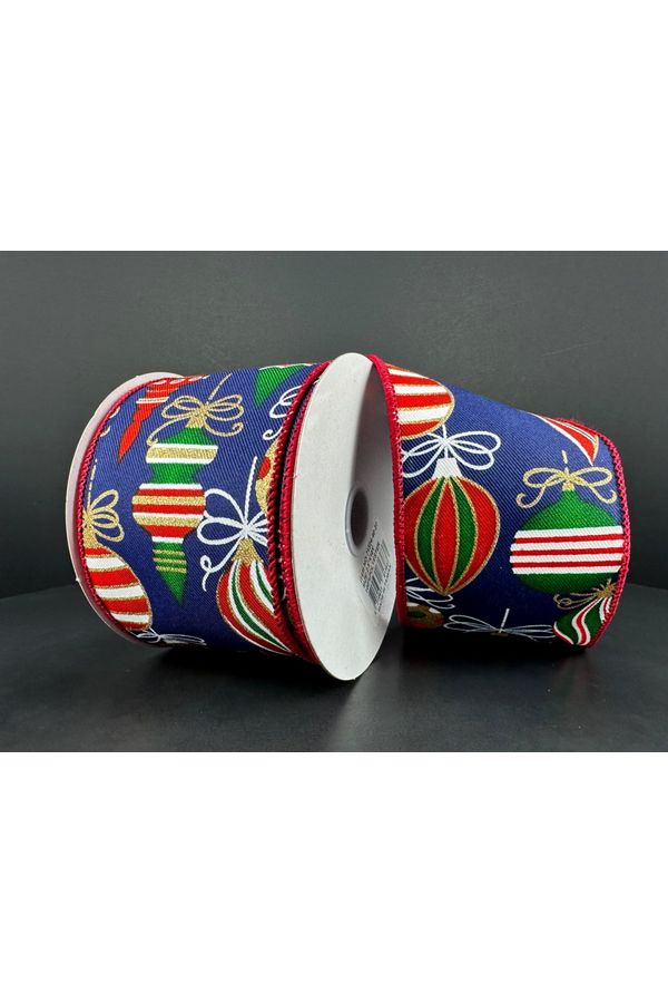 Shop For 2.5" Ornament Ribbon: Navy, Red, Green, Gold (10 Yards) at Michelle's aDOORable Creations