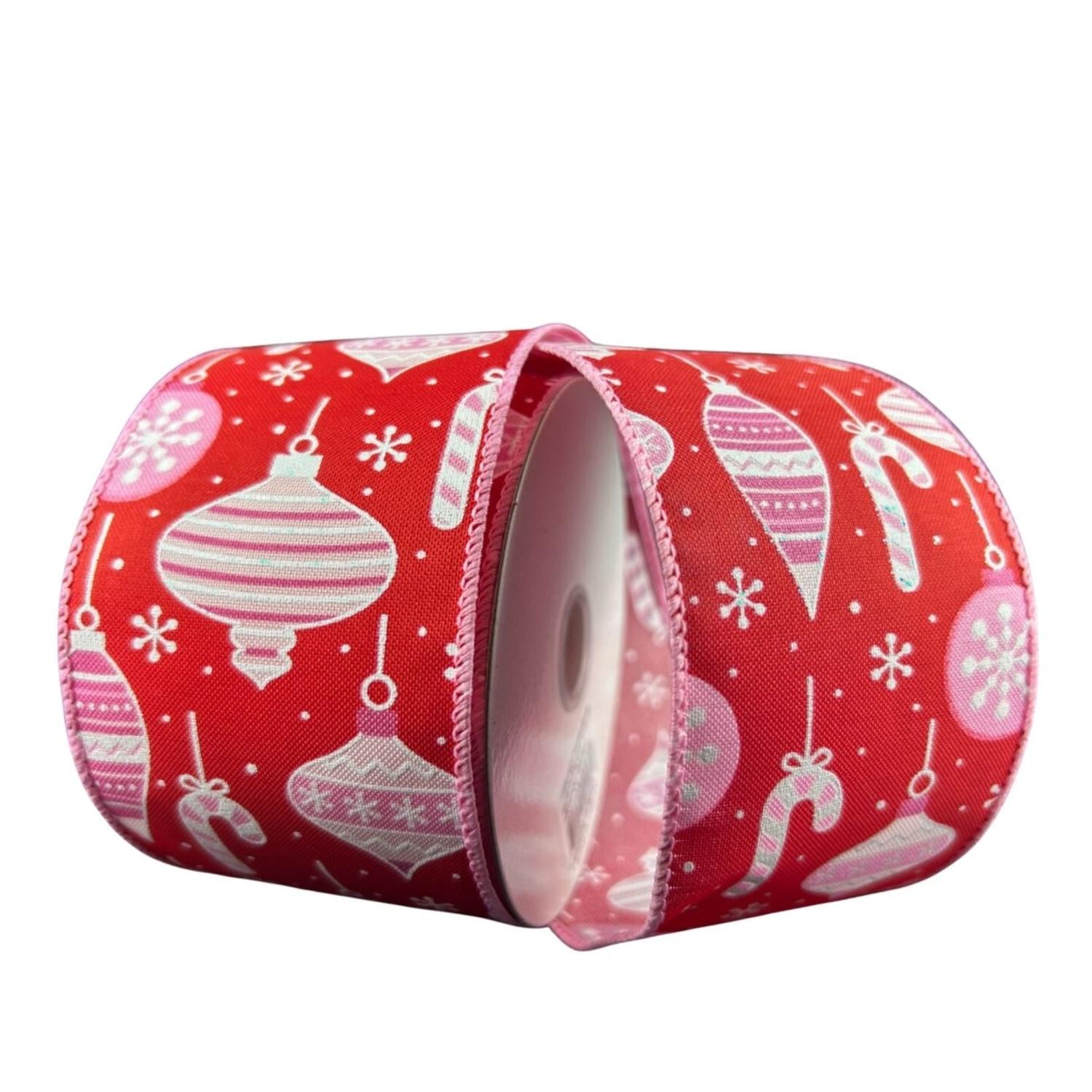 2.5" Ornament Ribbon: Red, Pink, and White (10 Yards)