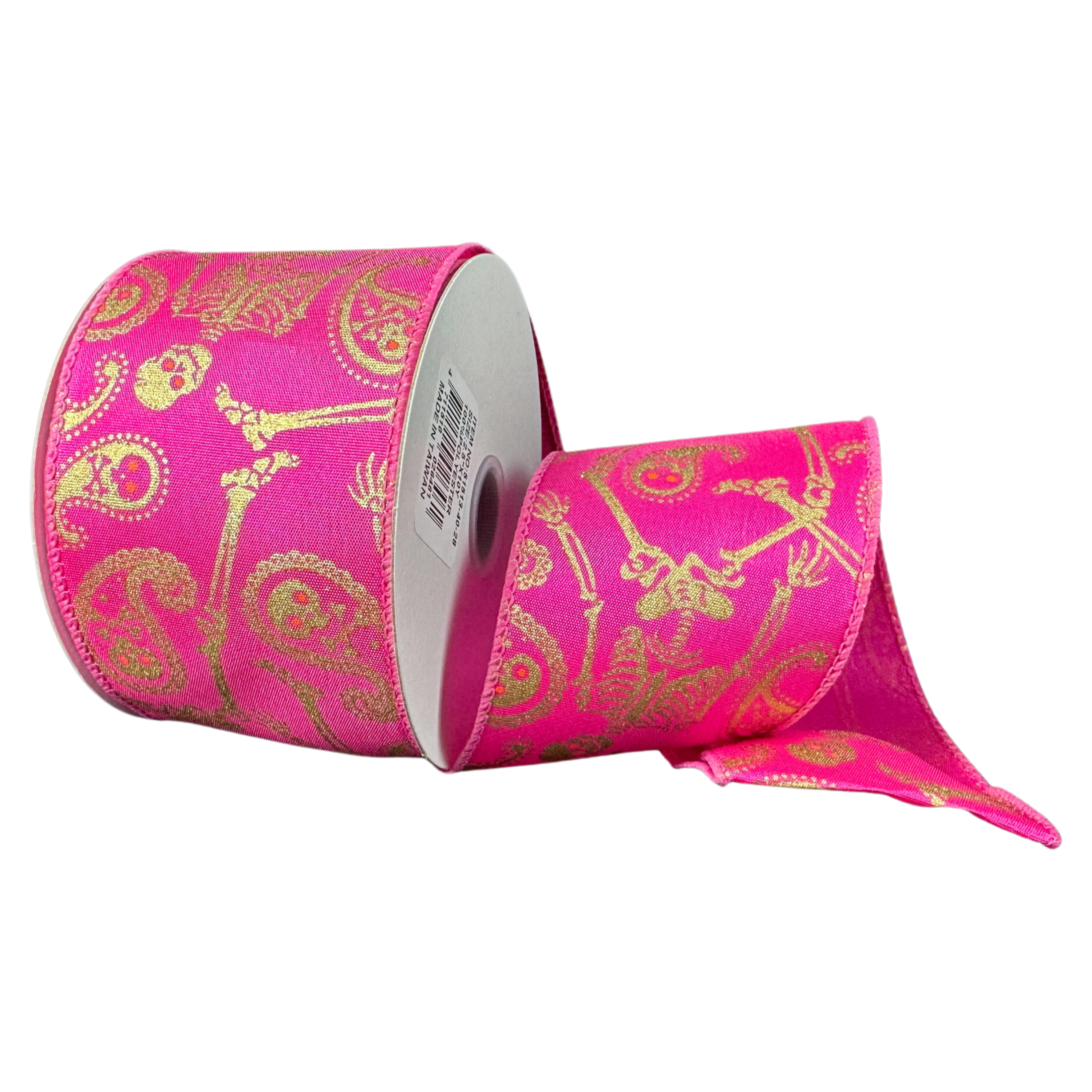 Shop For 2.5" Paisley Skull Halloween Ribbon: Fuchsia (10 Yards)