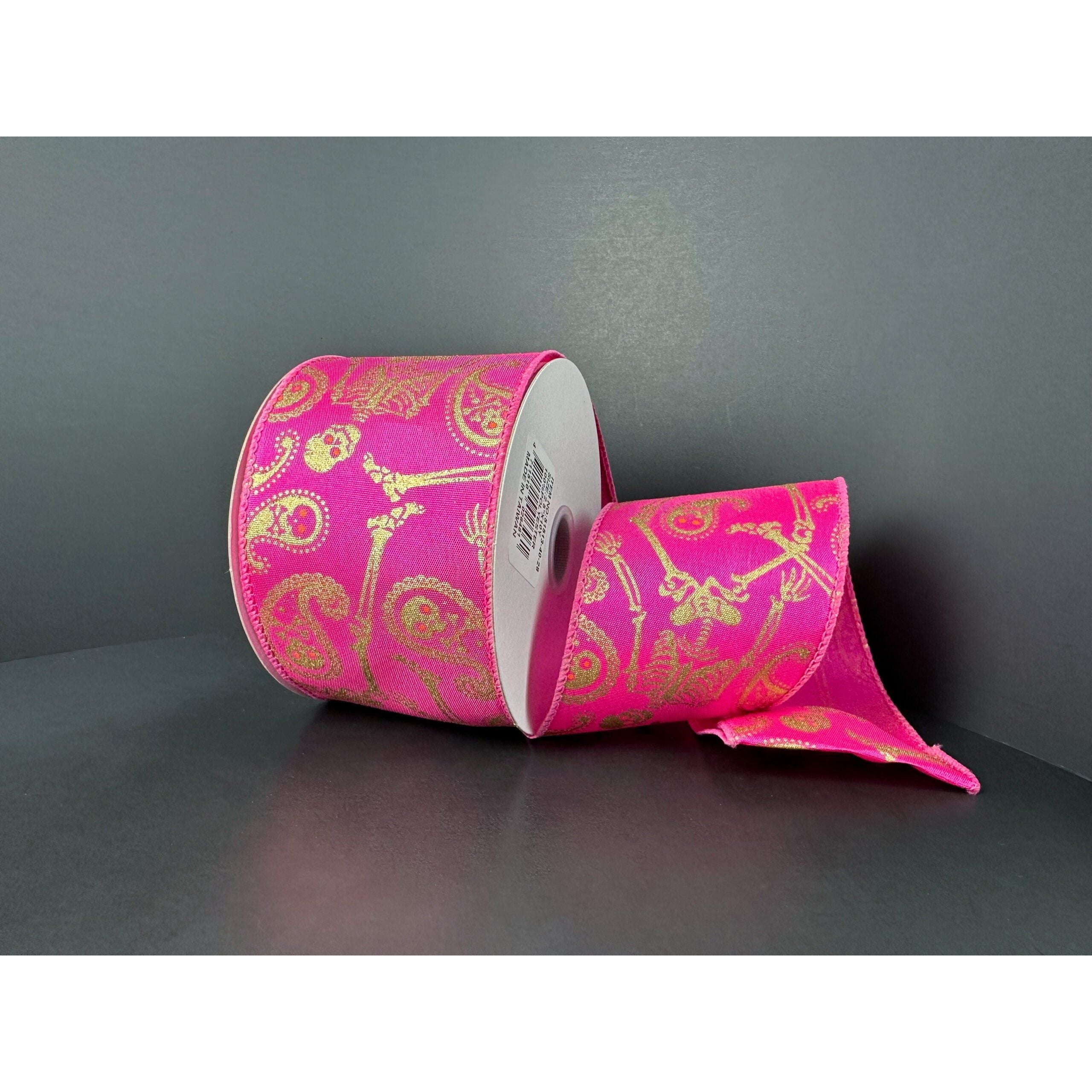Shop For 2.5" Paisley Skull Halloween Ribbon: Fuchsia (10 Yards)