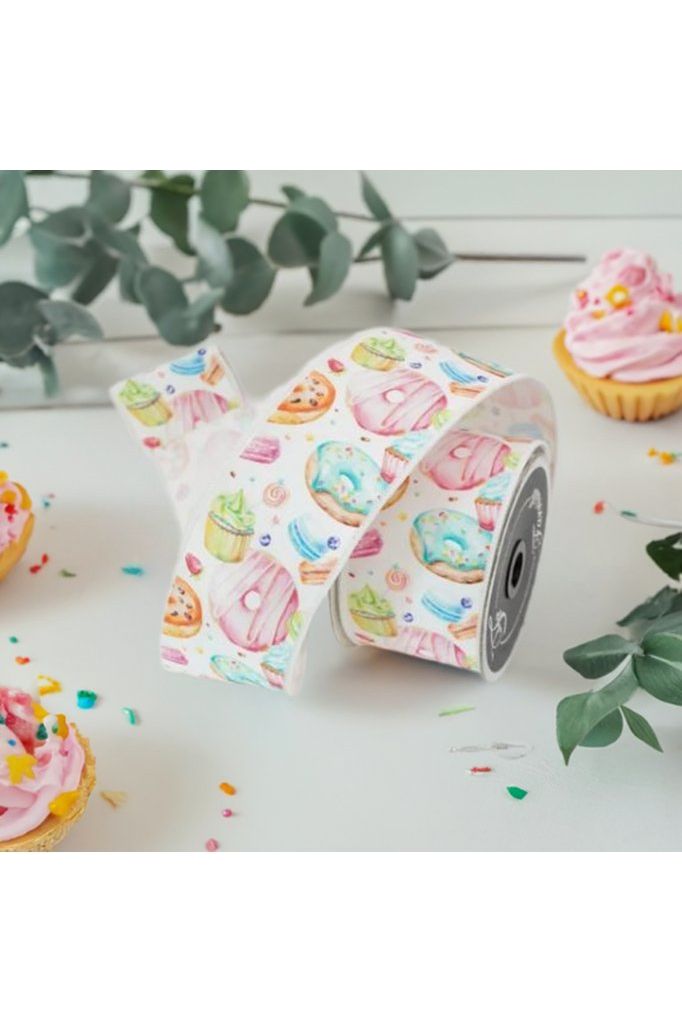 Shop For 2.5" Pastel Pastries Ribbon: White at Michelle's aDOORable Creations