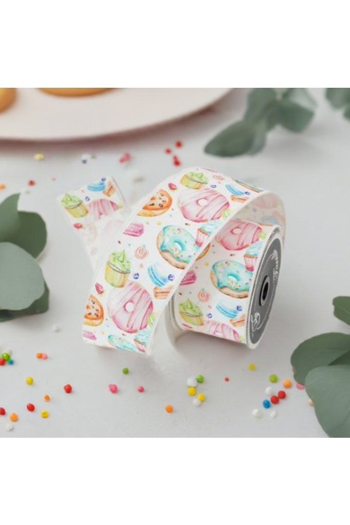 Shop For 2.5" Pastel Pastries Ribbon: White at Michelle's aDOORable Creations