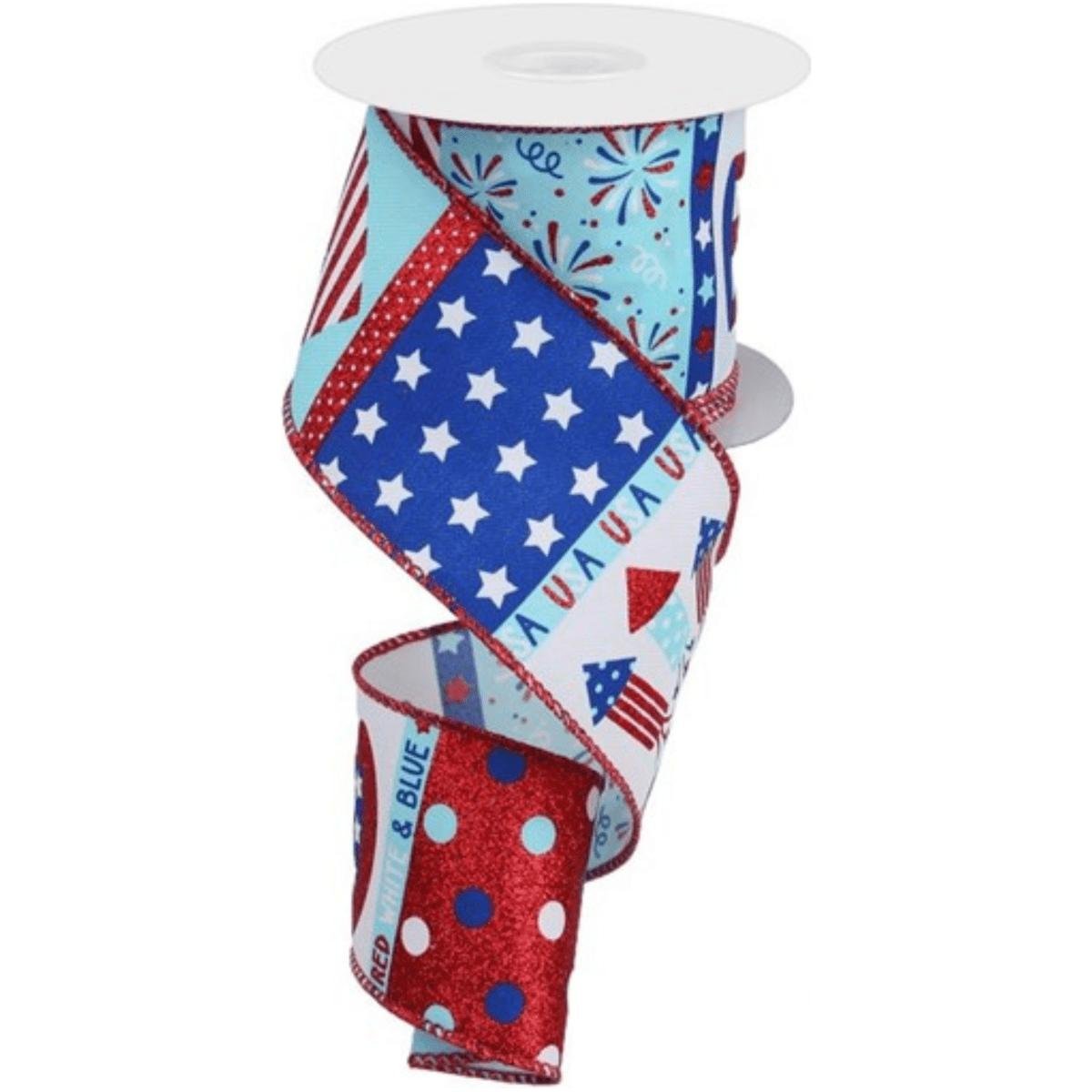 Shop For 2.5" Patriotic Block Ribbon: White (10 Yards)