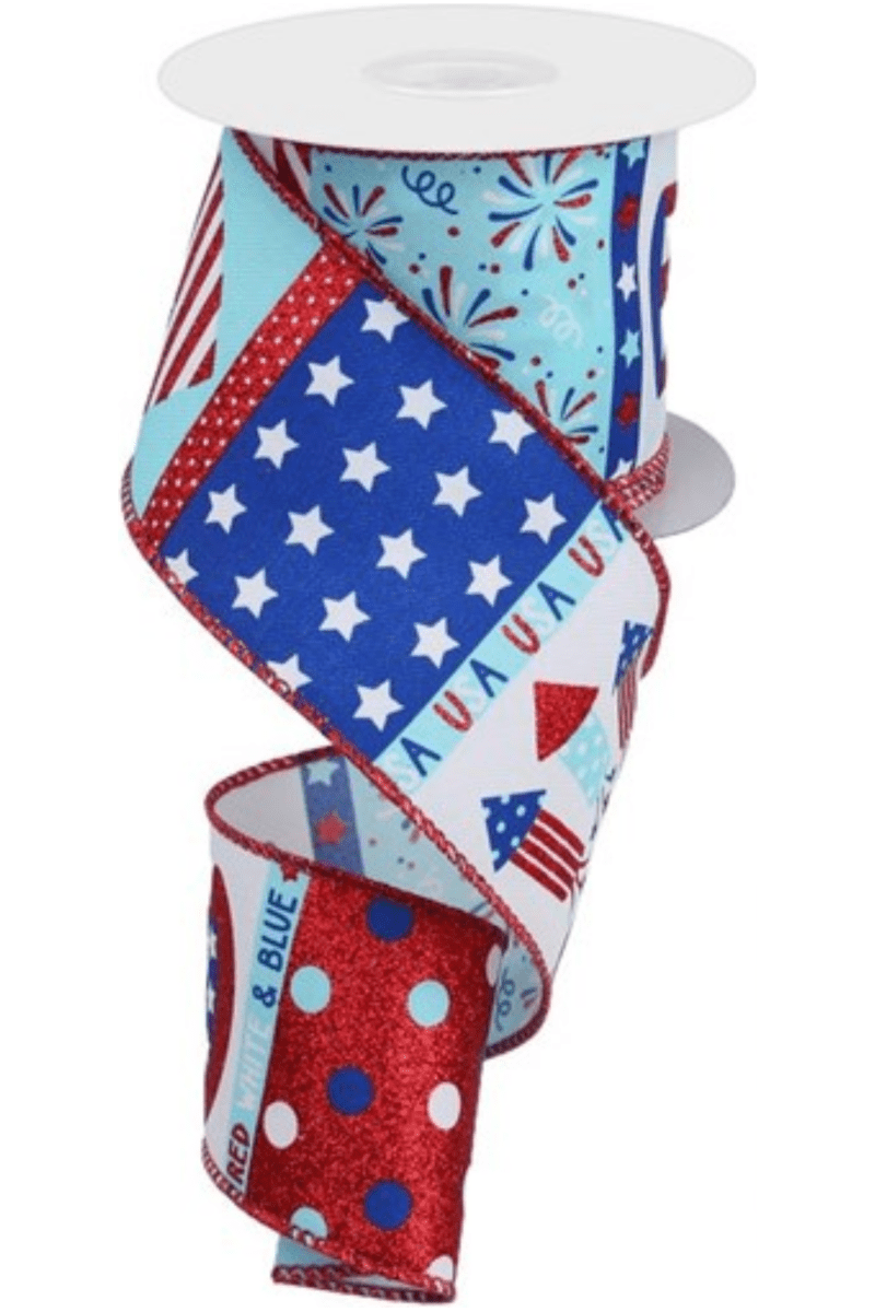 Shop For 2.5" Patriotic Block Ribbon: White (10 Yards)