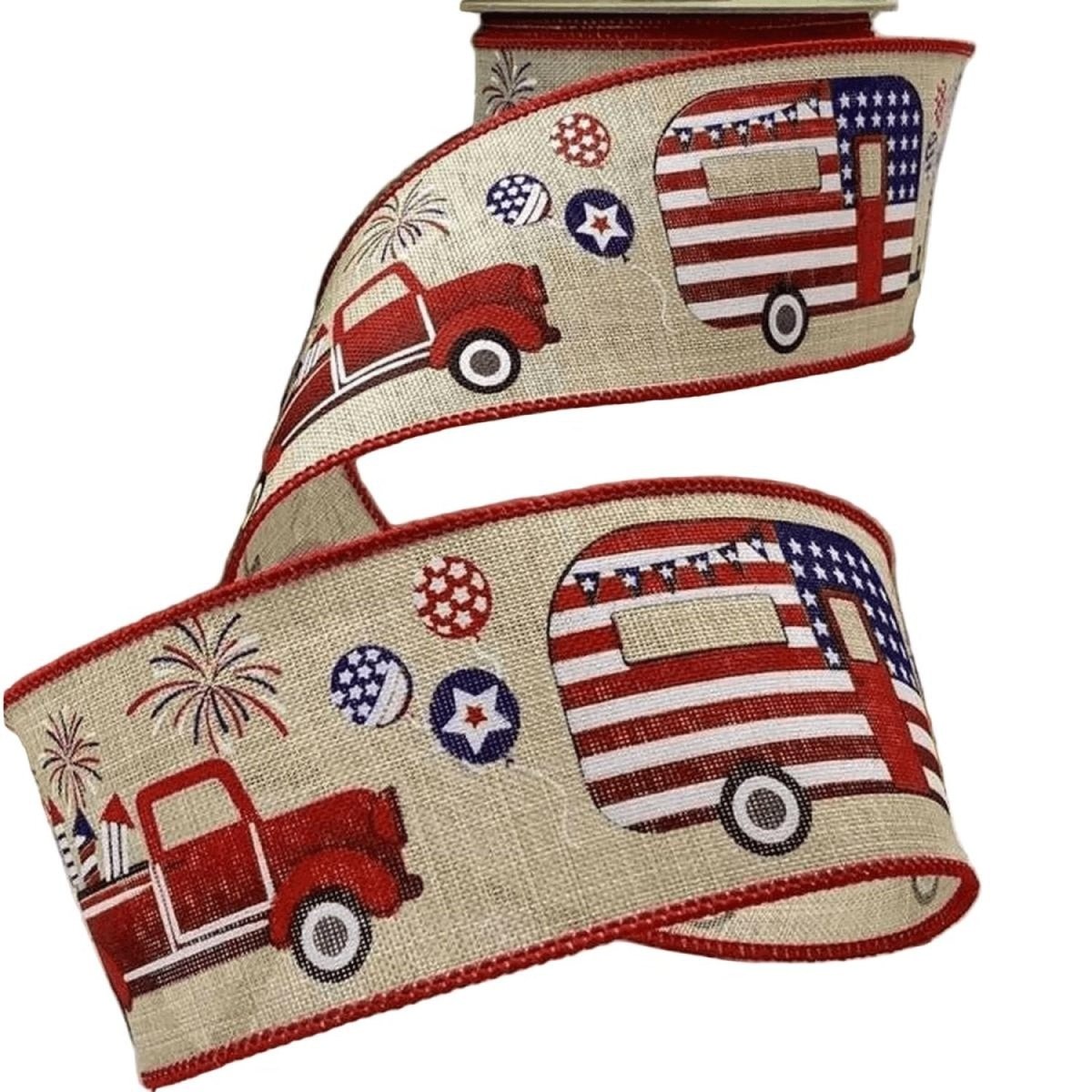 Shop For 2.5" Patriotic Truck Camper Ribbon: Natural (10 Yards)