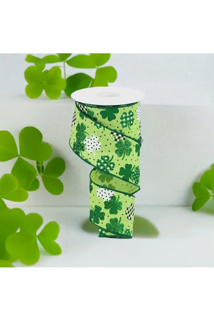 Shop For 2.5" Pattern Shamrock Ribbon: Bright Green (10 Yards) at Michelle's aDOORable Creations